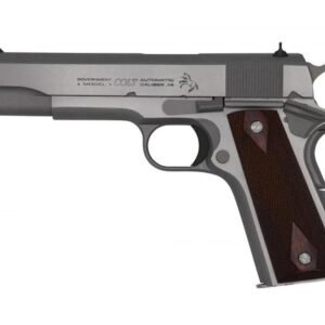Colt 1911 Classic Government semi-automatic pistol displayed against a neutral background, featuring a traditional blued finish, full-size frame, and classic checkered grips. Colt 1911 Classic Government For Sale USA
